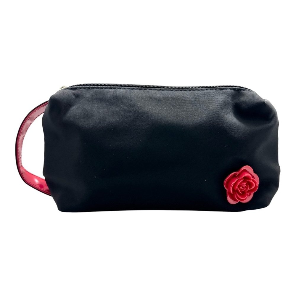 Lancome Black Red Rose Cosmetic Makeup Travel Carry Bag